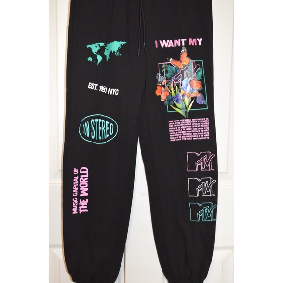 MTV Joggers With Embroidered And Screen Print Logos Women's XXS - Picture 2 of 16